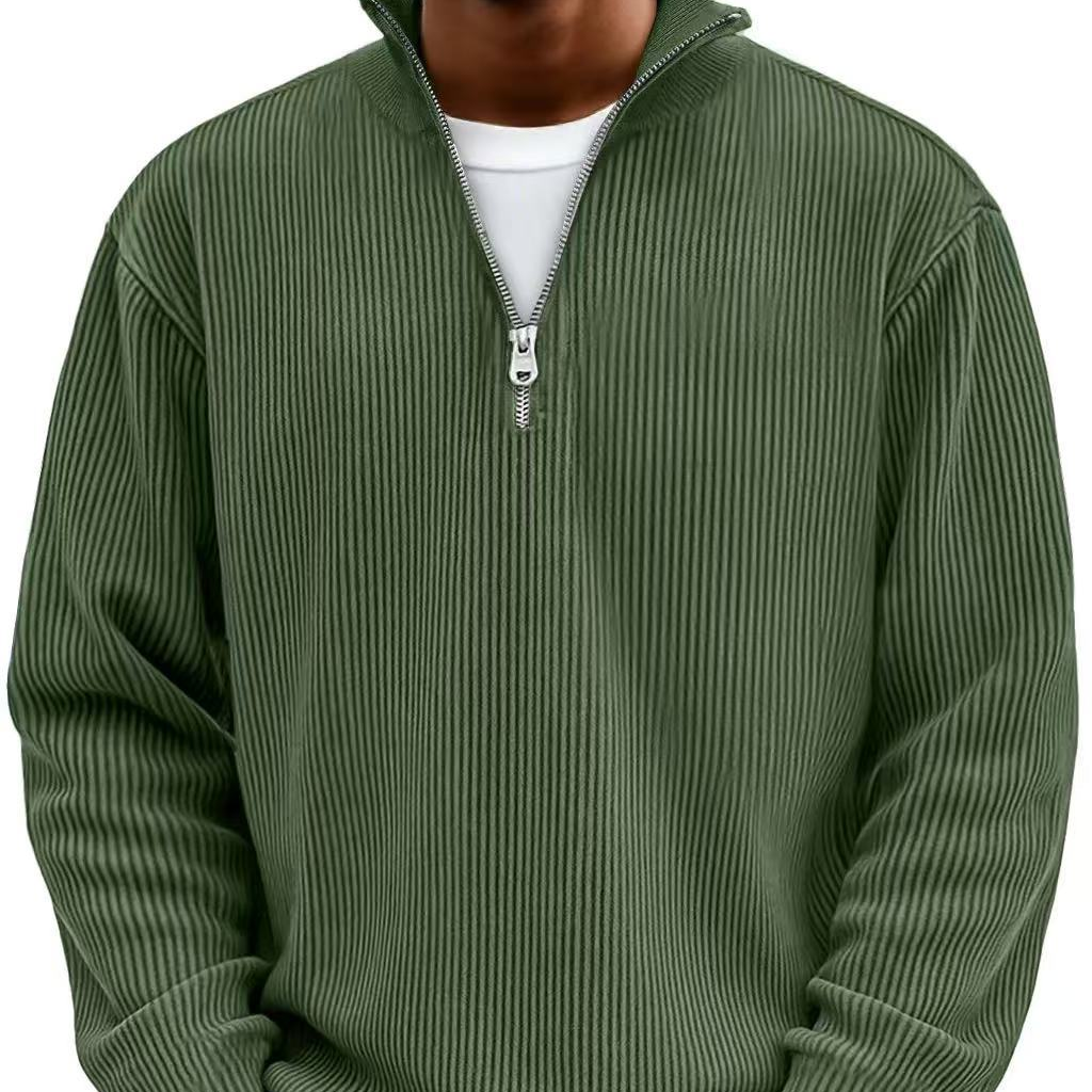 Men's Half-Zip High Neck Textured Knit Pullover