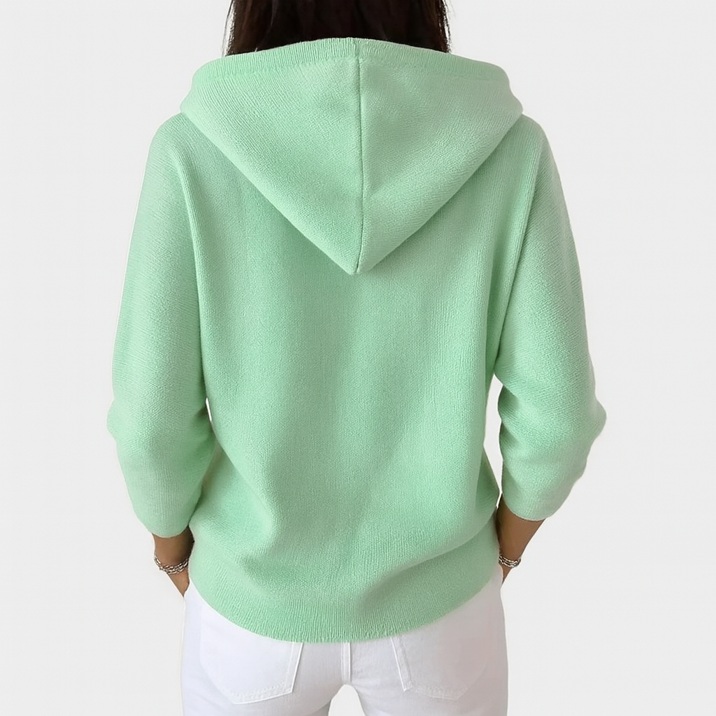 Women's Buttoned Cardigan with Drawstring Hood
