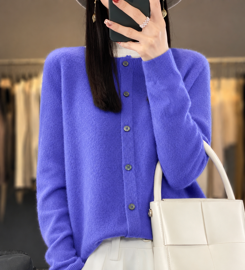 Women's Relaxed Cardigan with Neat Button Front