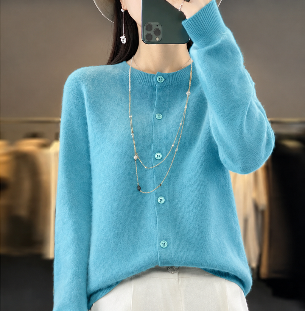 Women's Relaxed Cardigan with Neat Button Front