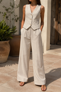 Women's Tailored Vest Top Wide Leg Pants Set