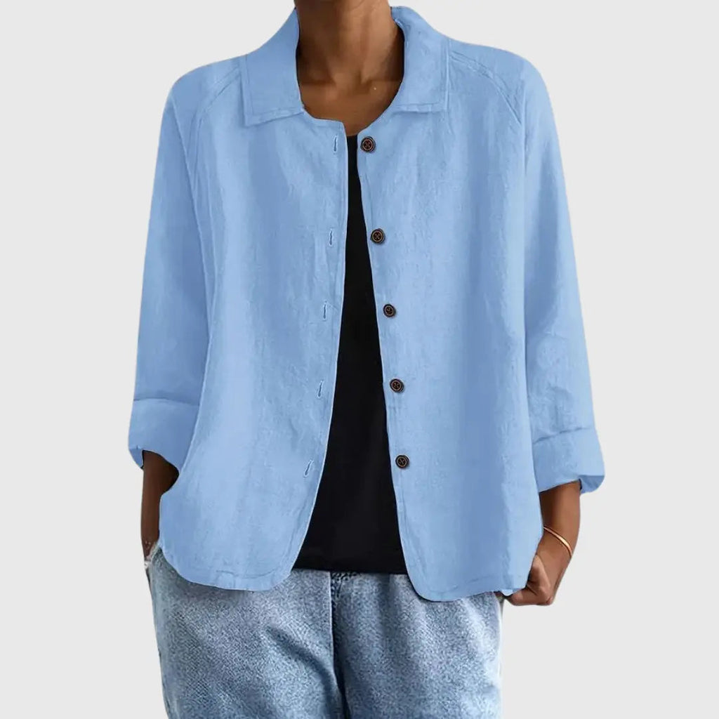 Women's Cotton Button-Front Layering Shirt Jacket