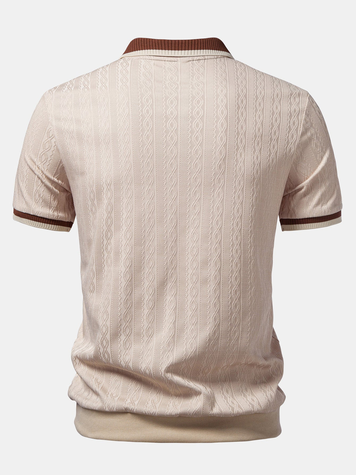 Men's Quarter-Zip Structured Collar Textured Polo Shirt