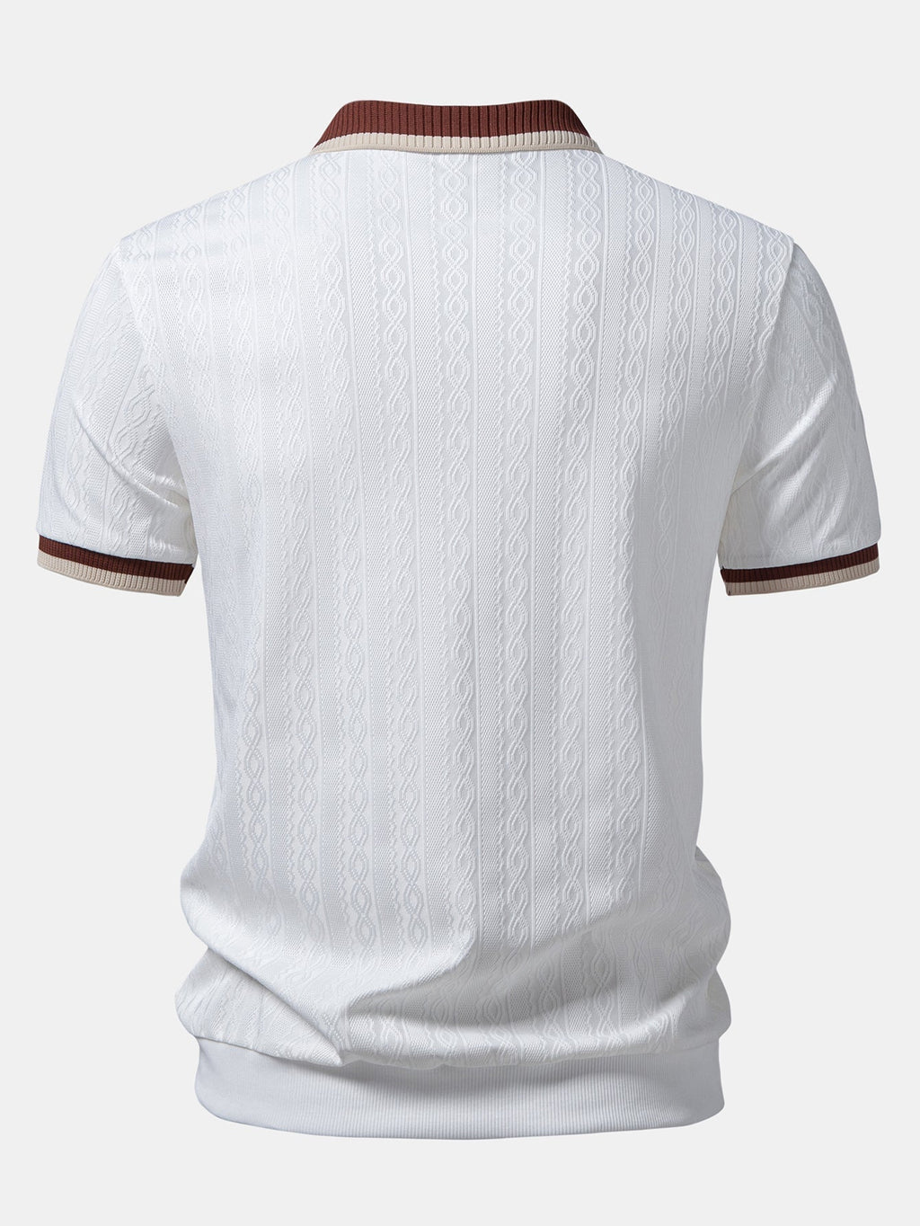 Men's Quarter-Zip Structured Collar Textured Polo Shirt