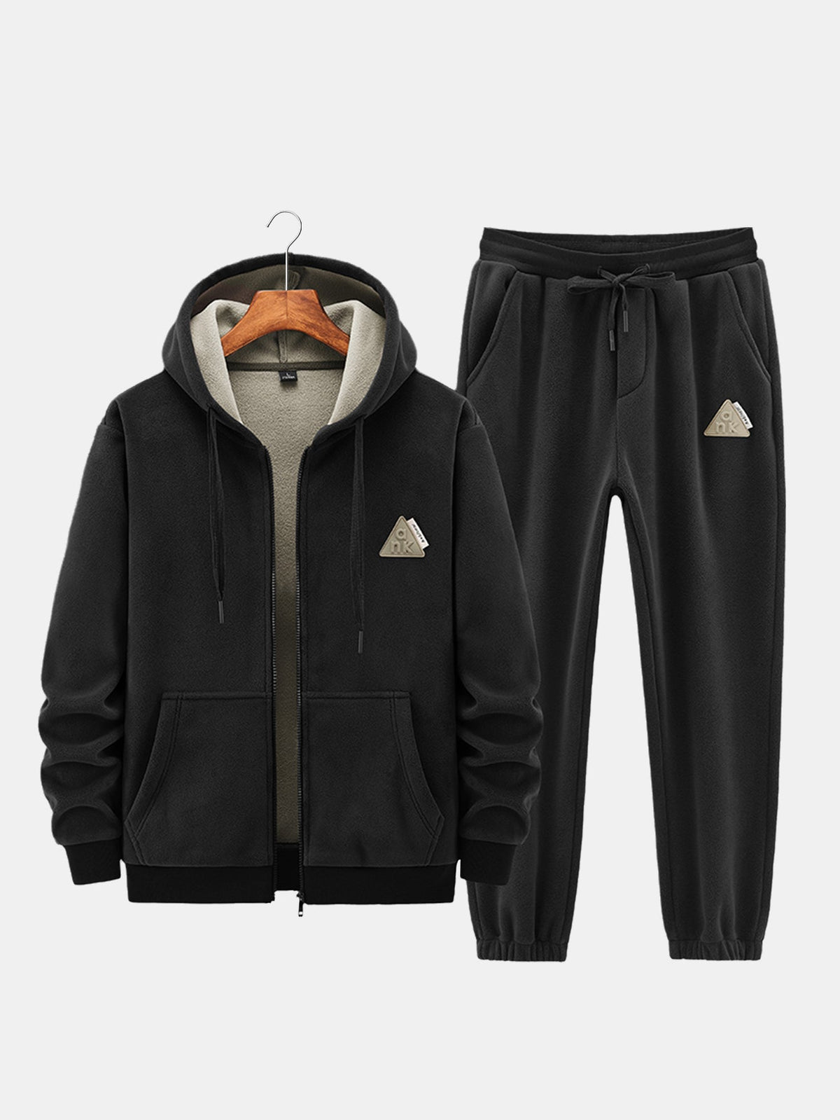 Men's Warm Teddy-Lined Zip-Up Hooded Sweatsuit Set