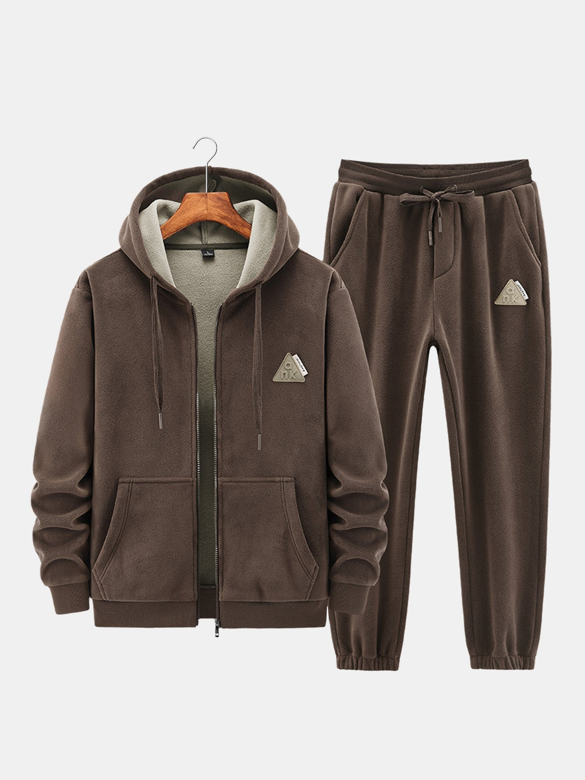 Men's Warm Teddy-Lined Zip-Up Hooded Sweatsuit Set
