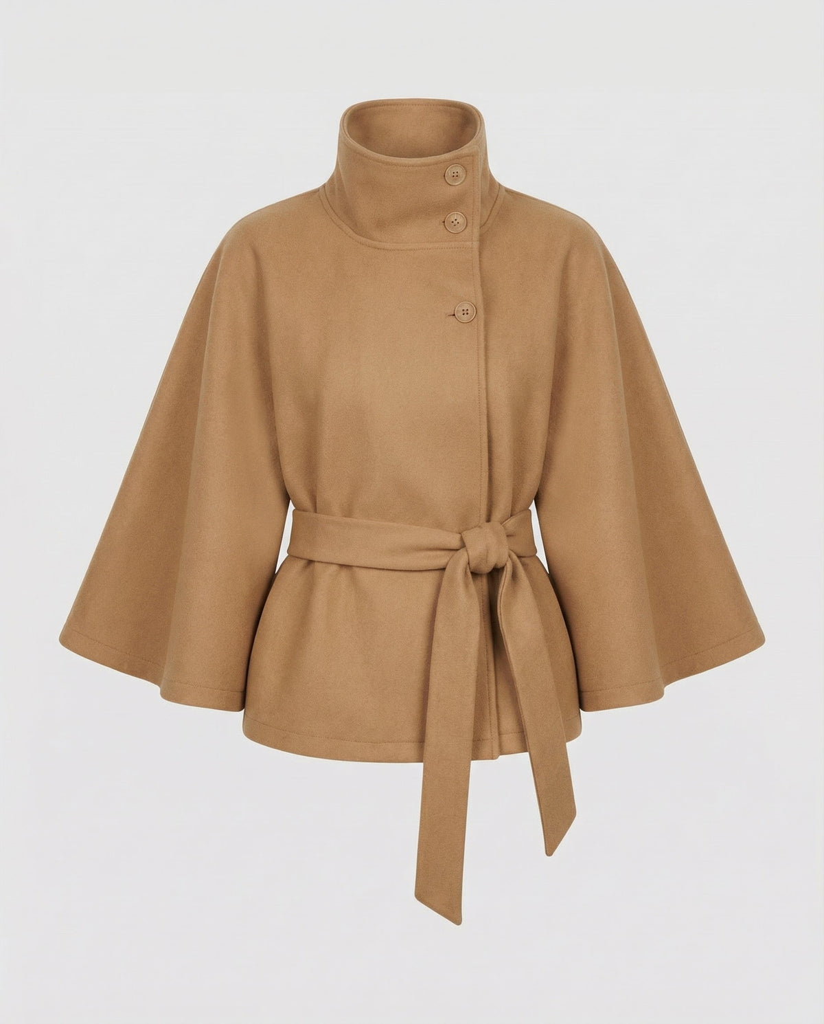 Women's Tie-Waist Wool Blend Cape Coat
