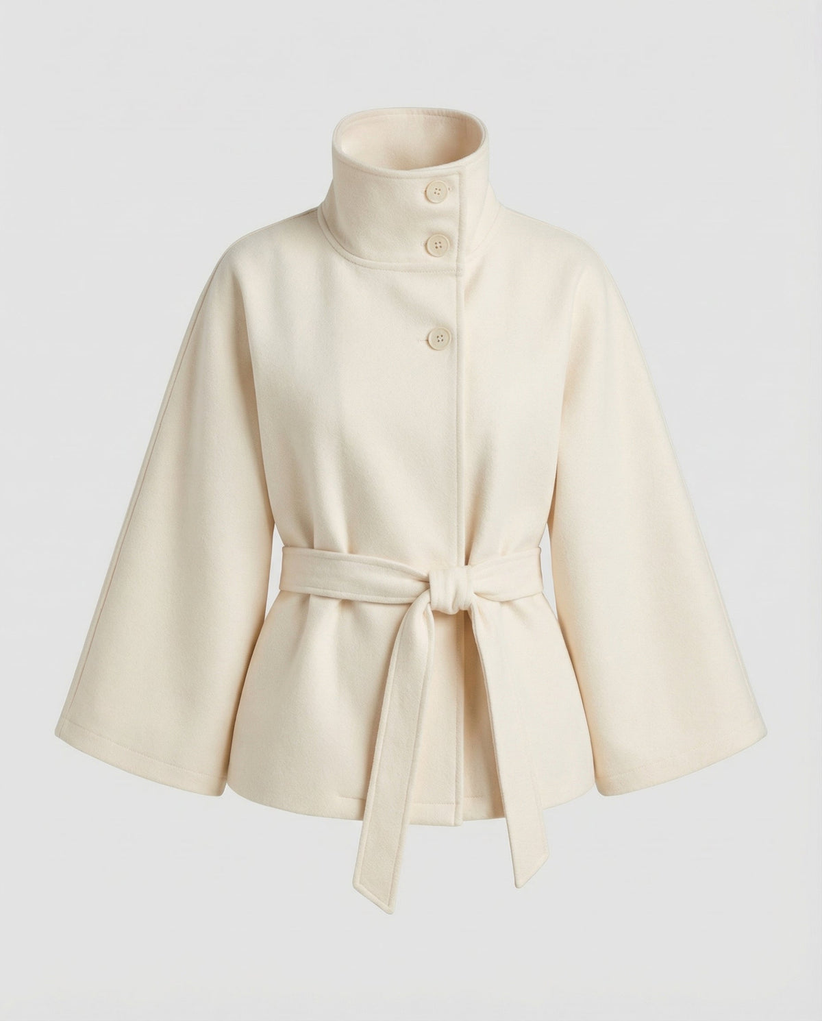 Women's Tie-Waist Wool Blend Cape Coat