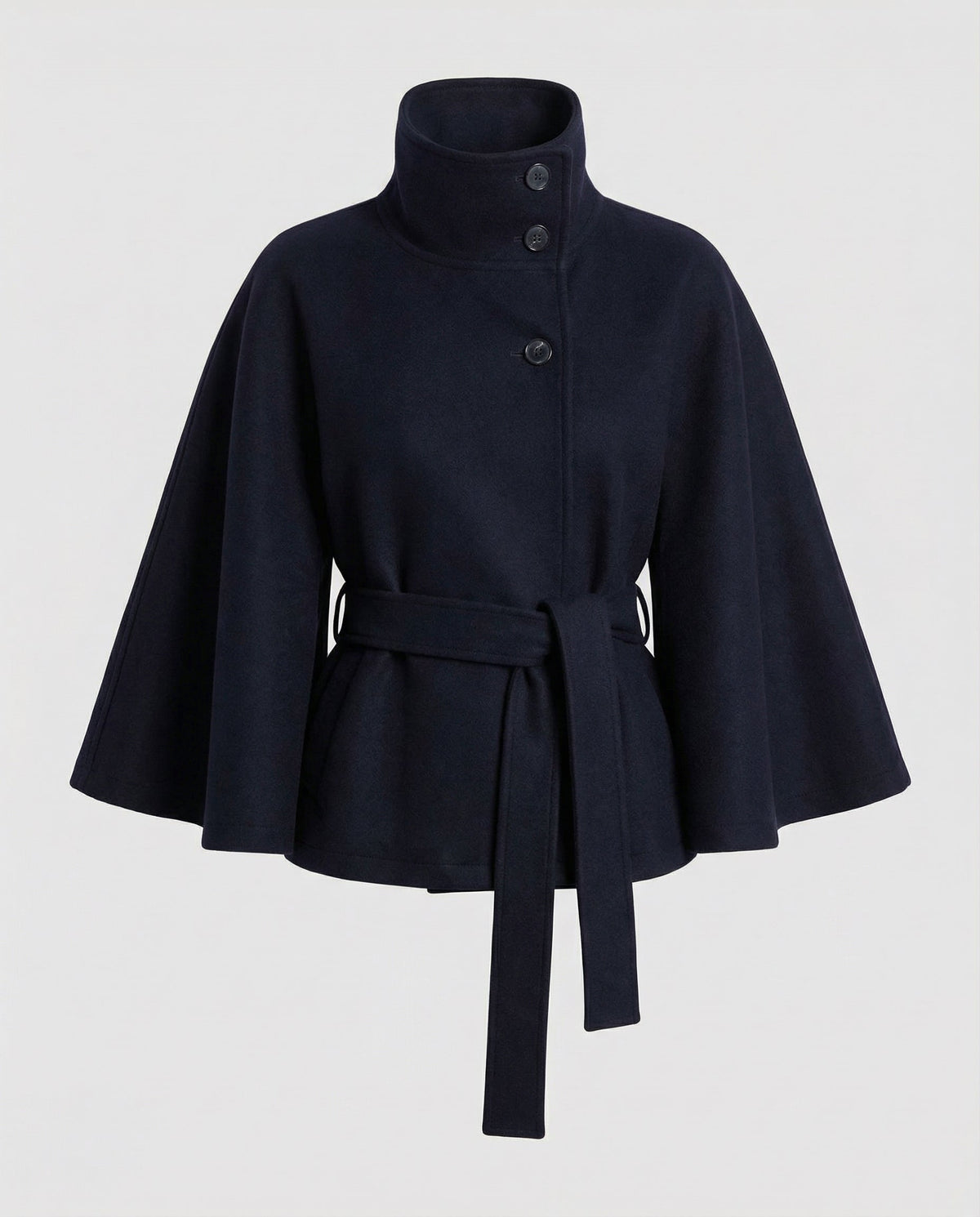 Women's Tie-Waist Wool Blend Cape Coat