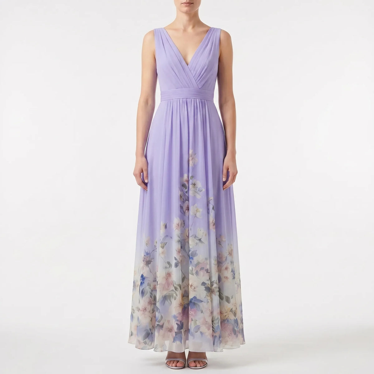 Women's Deep V Floral Occasion Maxi Dress