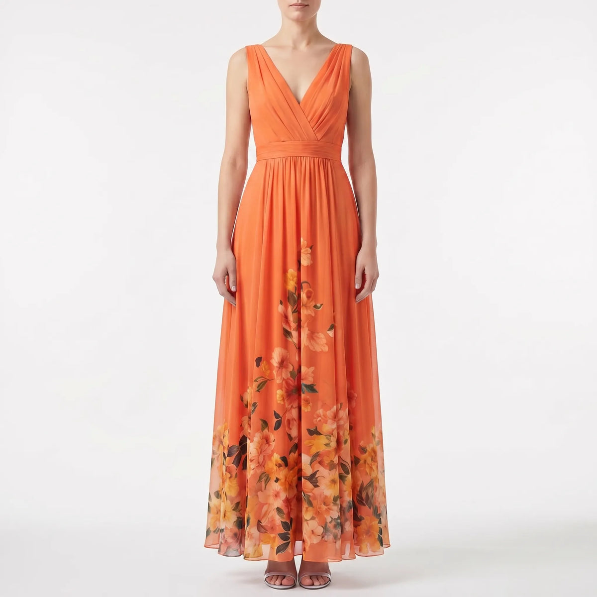 Women's Deep V Floral Occasion Maxi Dress