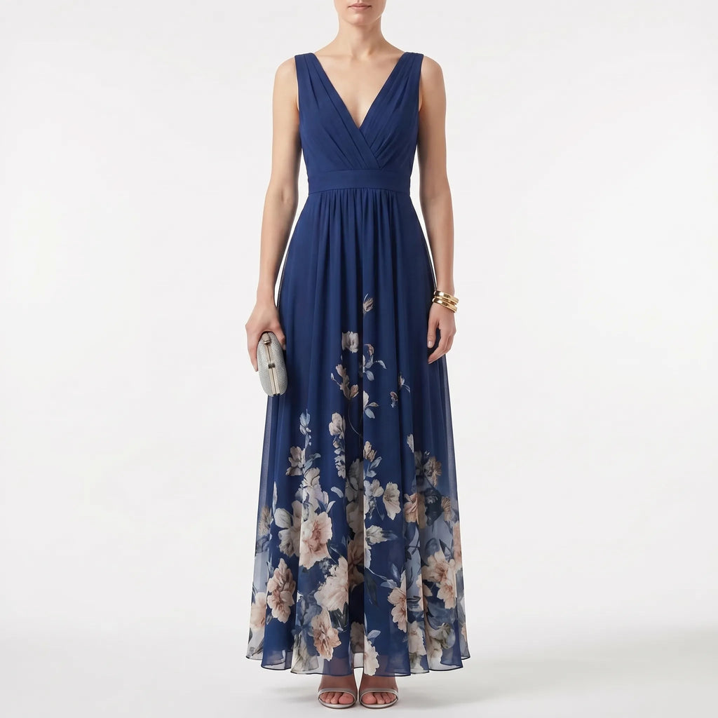 Women's Deep V Floral Occasion Maxi Dress