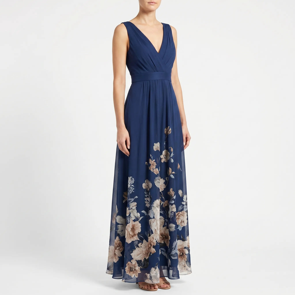 Women's Deep V Floral Occasion Maxi Dress