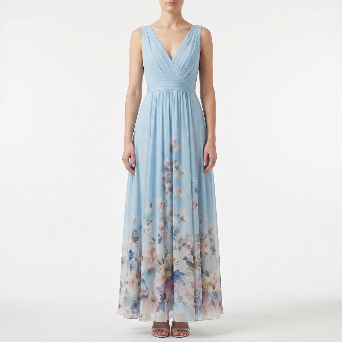 Women's Deep V Floral Occasion Maxi Dress