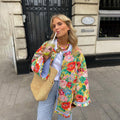 Women's Floral Print Light Layering Coat