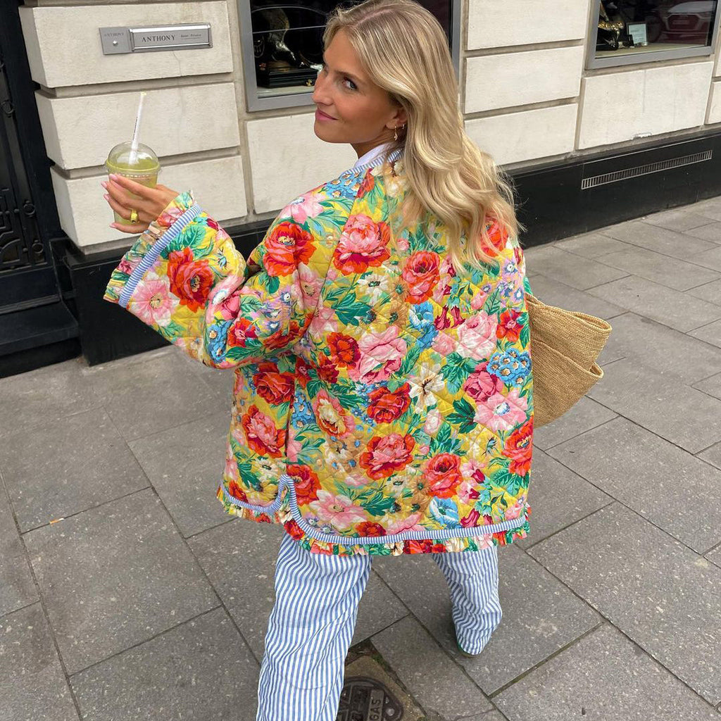 Women's Floral Print Light Layering Coat