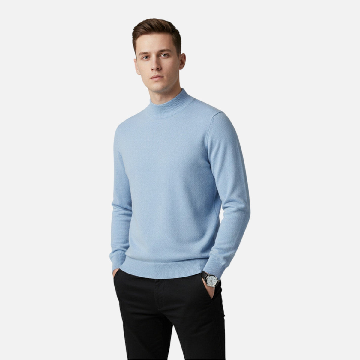 Men's Pure Wool Half Turtleneck Knit Pullover