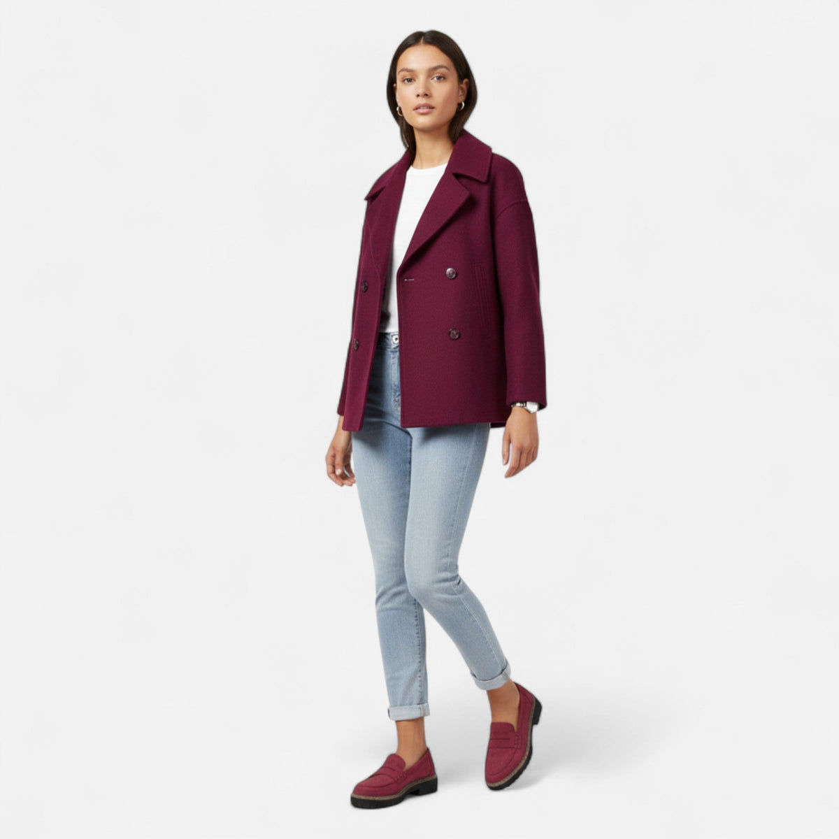 Women's Waist-Length Six-Button Tailored Jacket