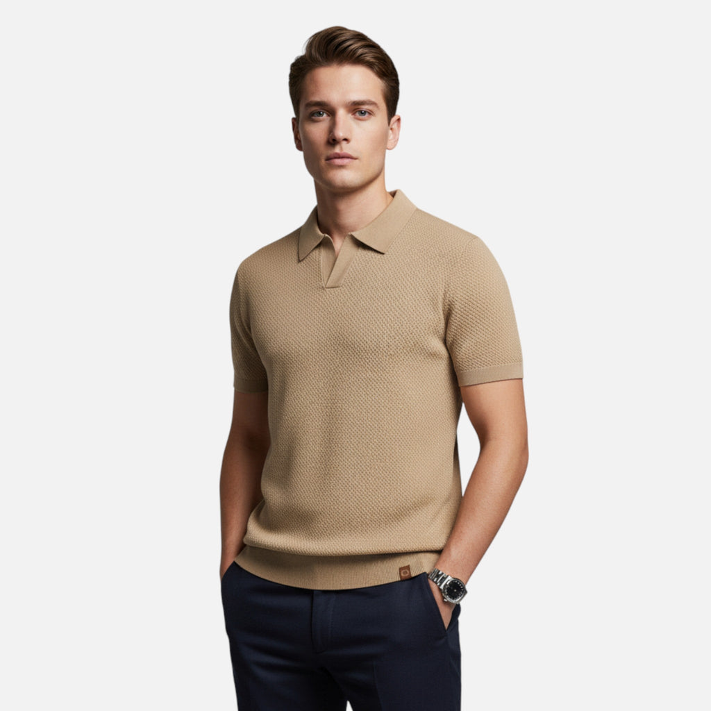 Men's Breathable Wool Pineapple Pattern Polo Shirt