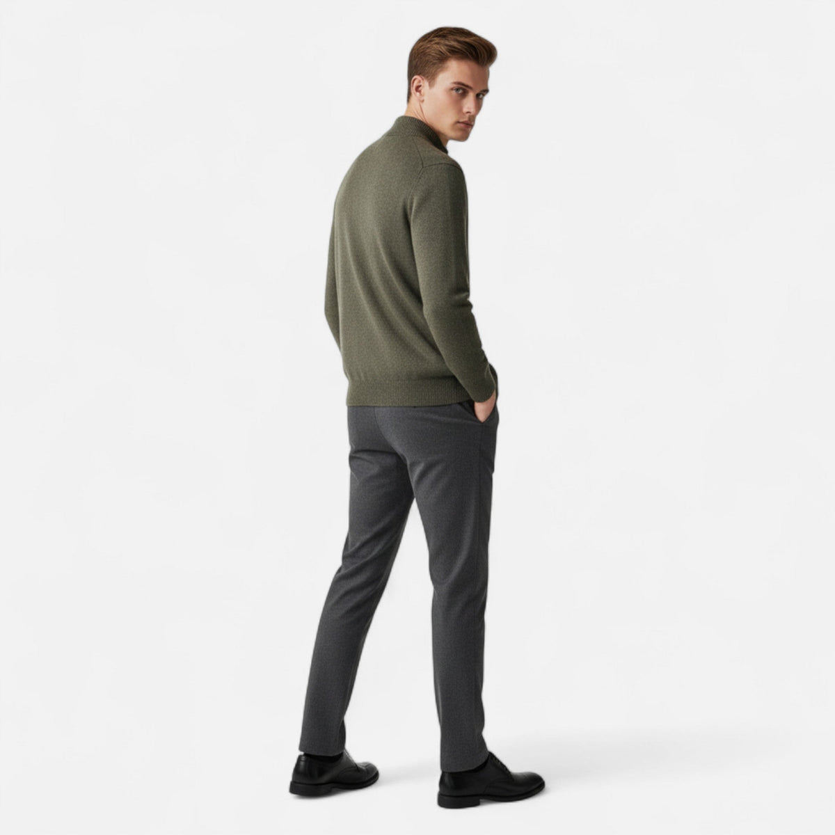 Men's Merino Full-Zip Stand Collar Knit Jacket