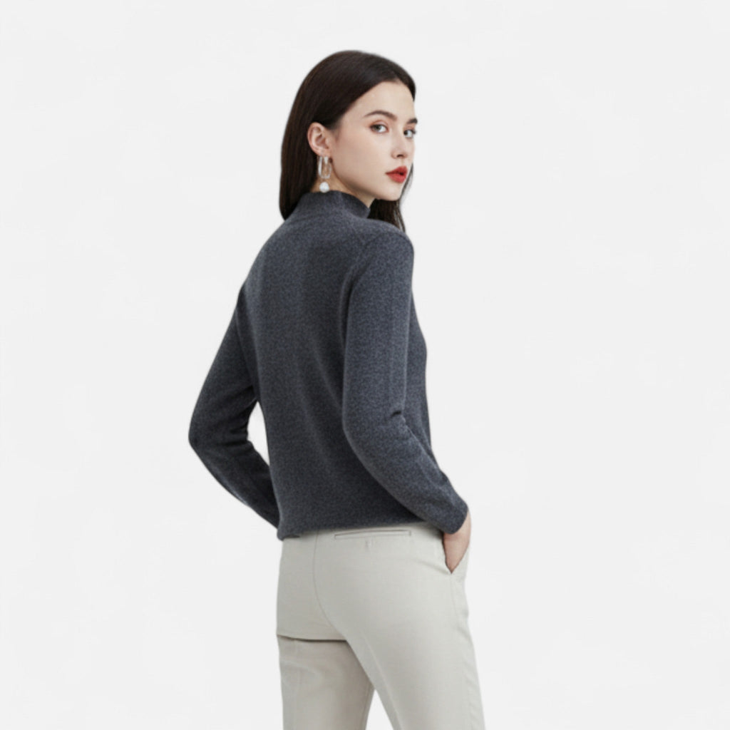 Women's Elegant Half-Neck Pure Wool Knit Pullover
