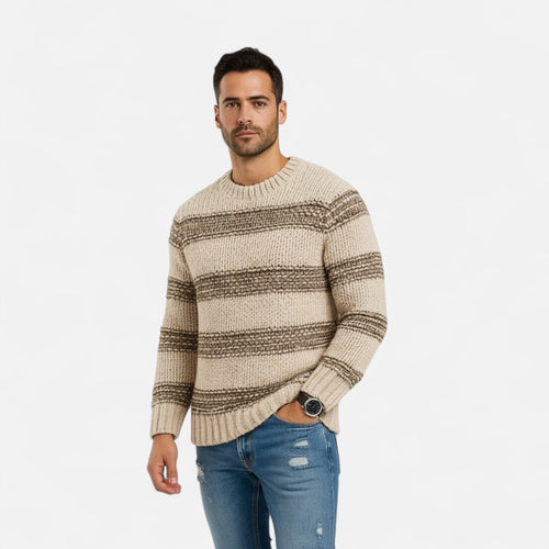 Men's Classic Mid-Weight Crewneck Winter Knit Pullover