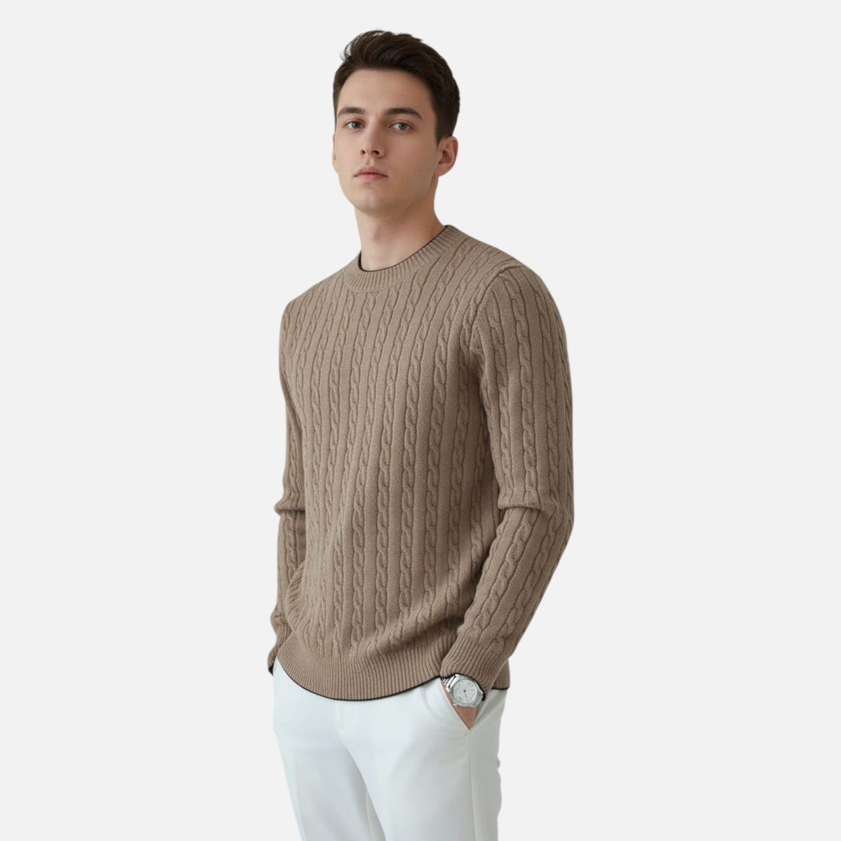 Men's Tailored Ribbed Texture Crewneck Knit Pullover