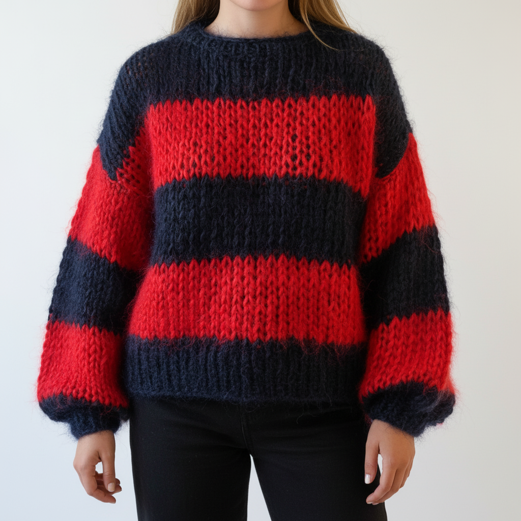 Women's Chunky Stitch Wide Stripe Knit Pullover