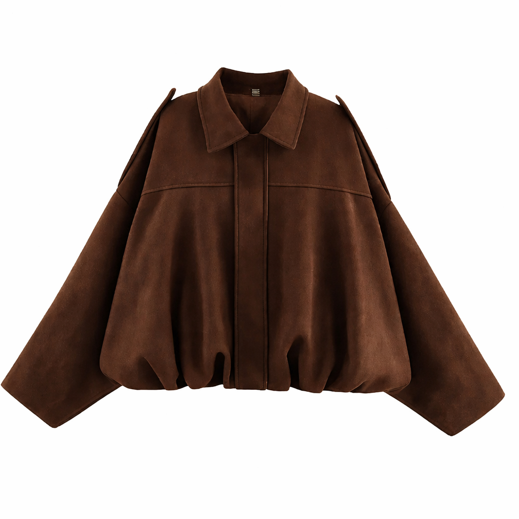 Women's Roomy Bomber Coat with Shirt Collar