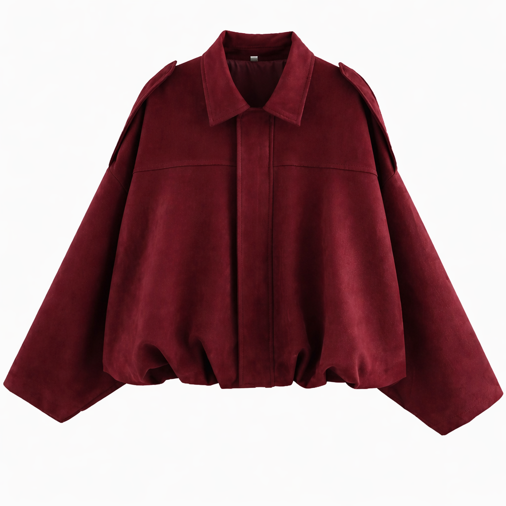 Women's Roomy Bomber Coat with Shirt Collar