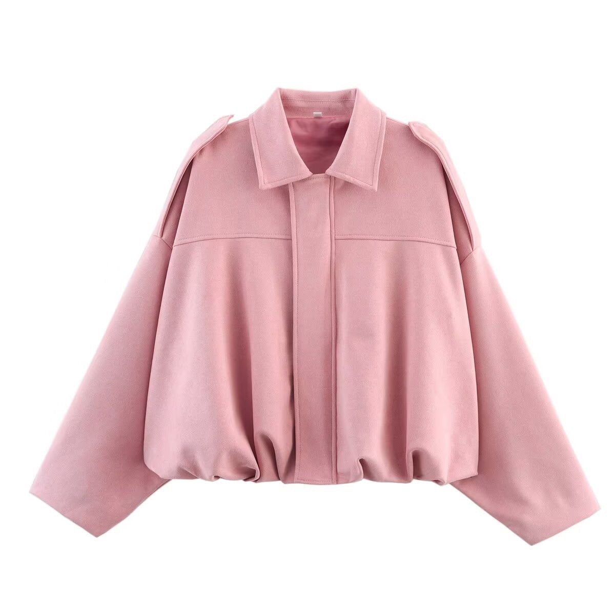 Women's Roomy Bomber Coat with Shirt Collar