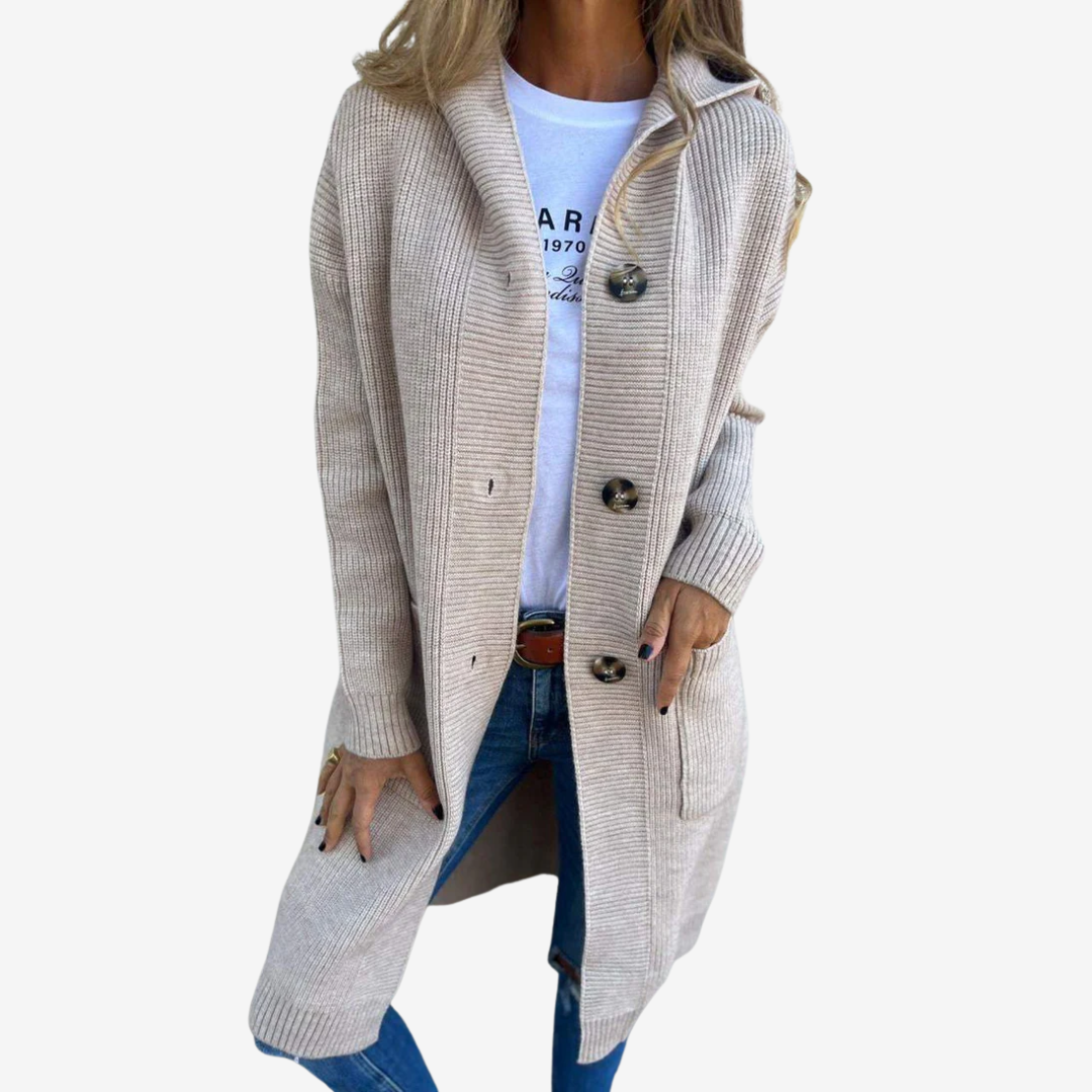 Women's Hooded Longline Patch Pocket Knit Sweater Cardigan