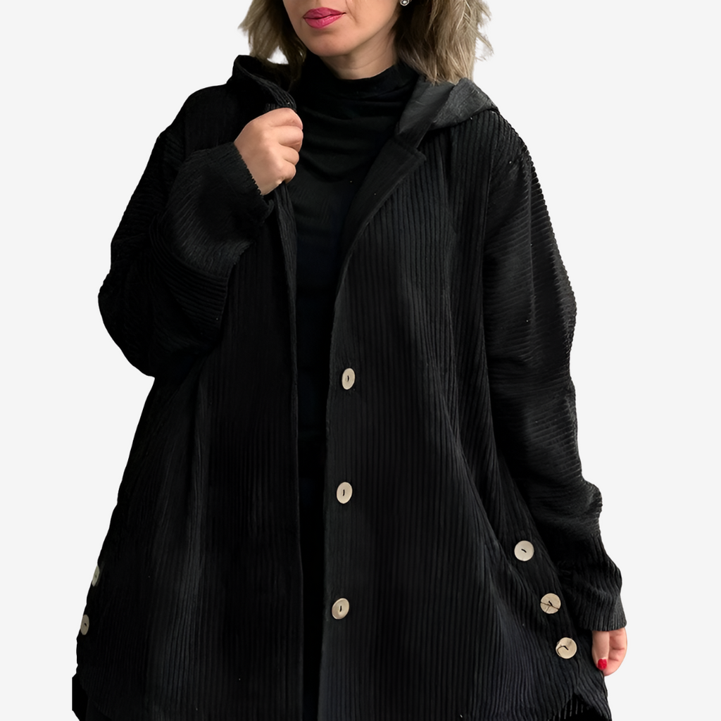 Women's Hooded Longline Ribbed Front-Button Knit Sweater Cardigan