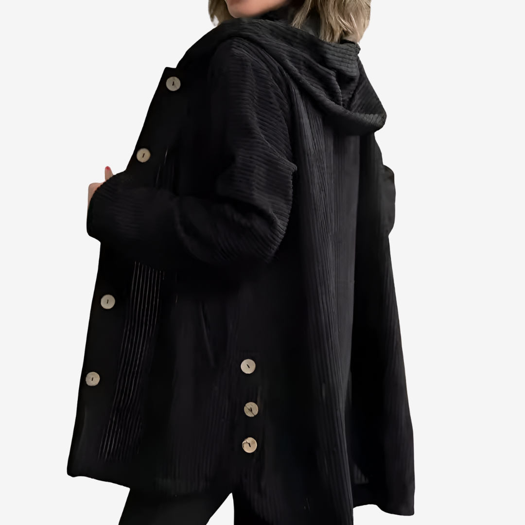 Women's Hooded Longline Ribbed Front-Button Knit Sweater Cardigan