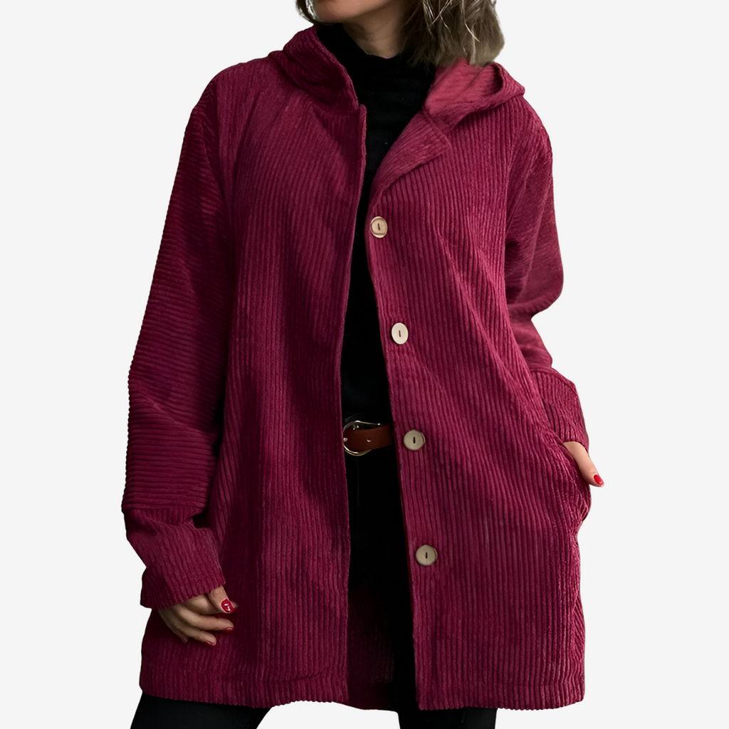 Women's Hooded Longline Ribbed Front-Button Knit Sweater Cardigan