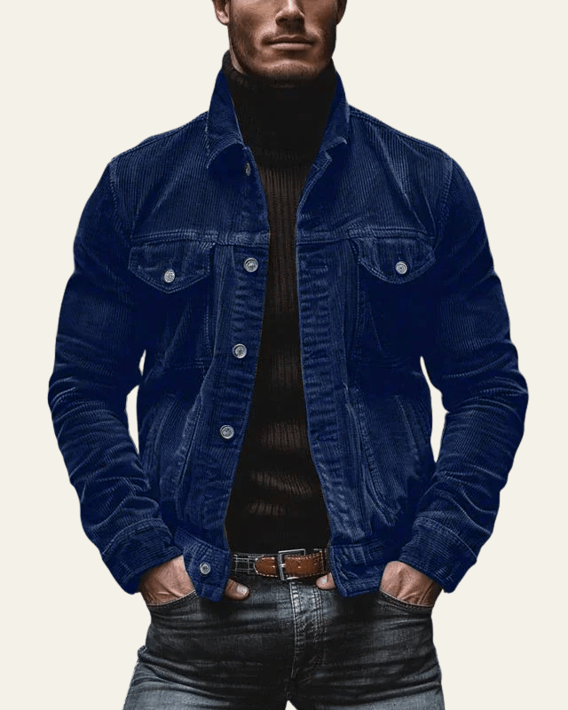 Men's Corduroy Trucker Coat with Button Front