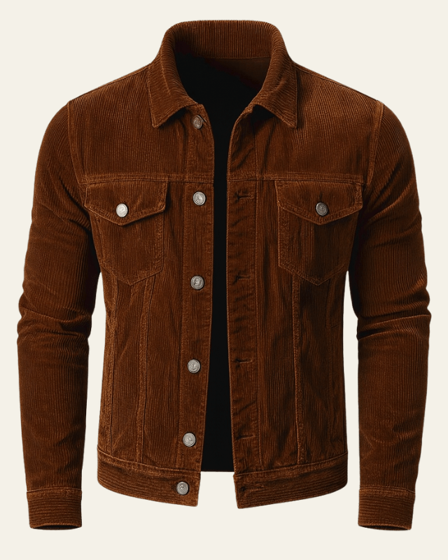 Men's Corduroy Trucker Coat with Button Front