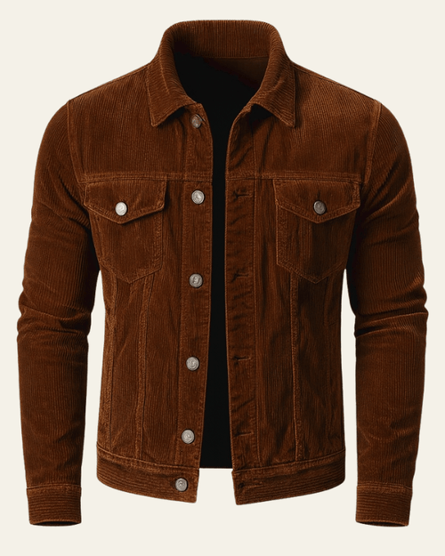 Men's Corduroy Trucker Coat with Button Front