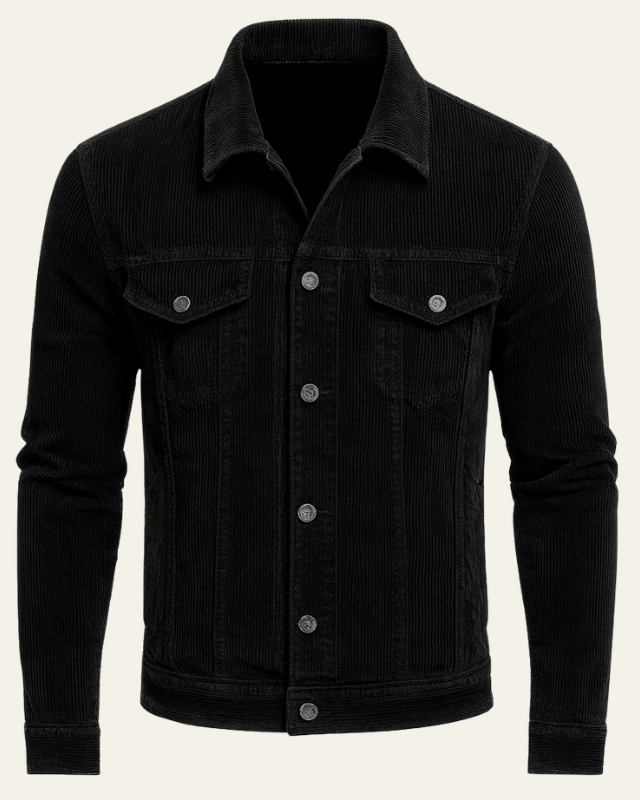 Men's Corduroy Trucker Coat with Button Front