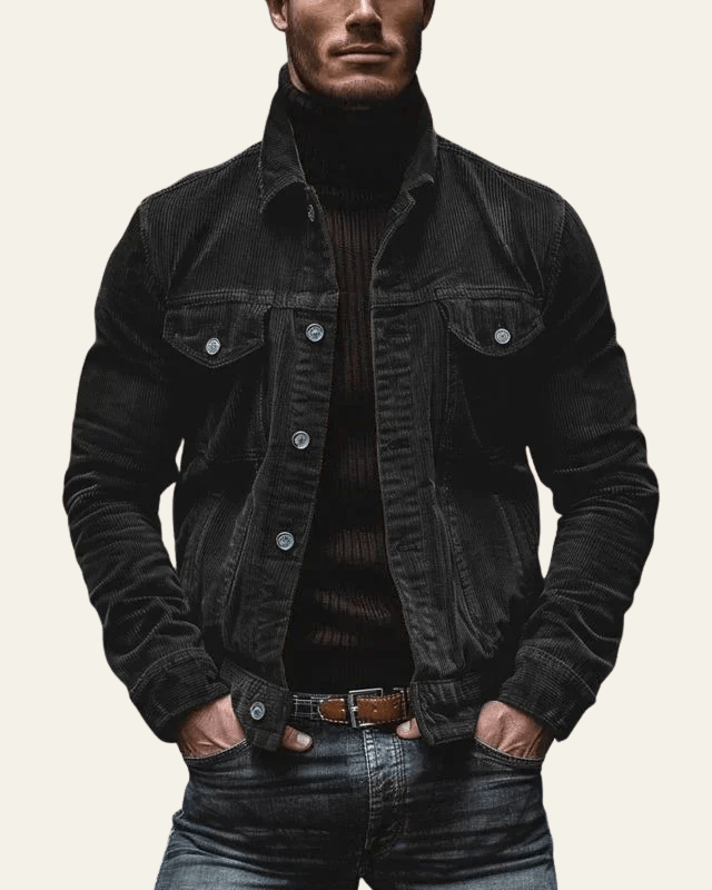 Men's Corduroy Trucker Coat with Button Front