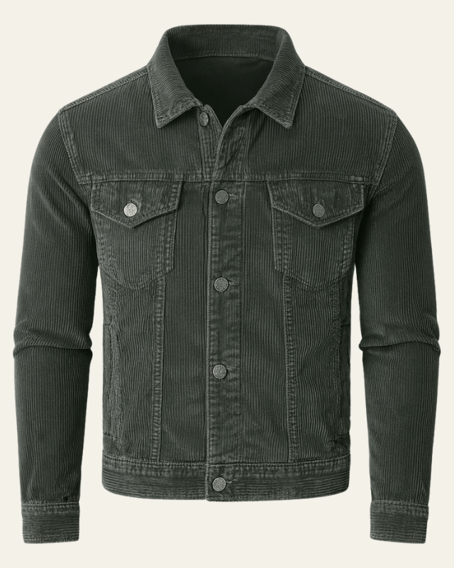 Men's Corduroy Trucker Coat with Button Front