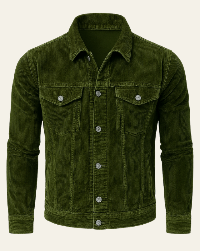 Men's Corduroy Trucker Coat with Button Front