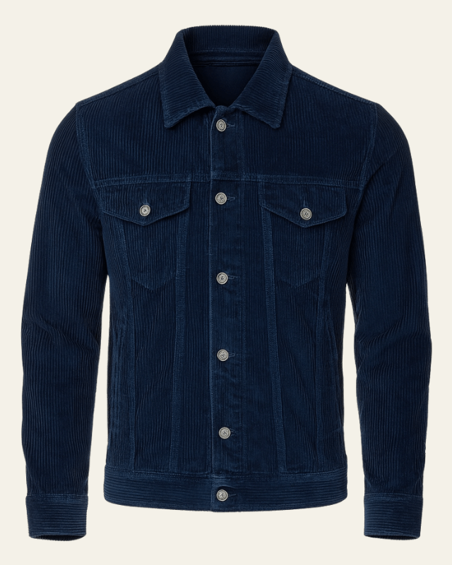 Men's Corduroy Trucker Coat with Button Front