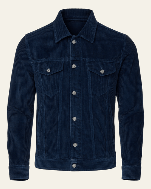 Men's Corduroy Trucker Coat with Button Front