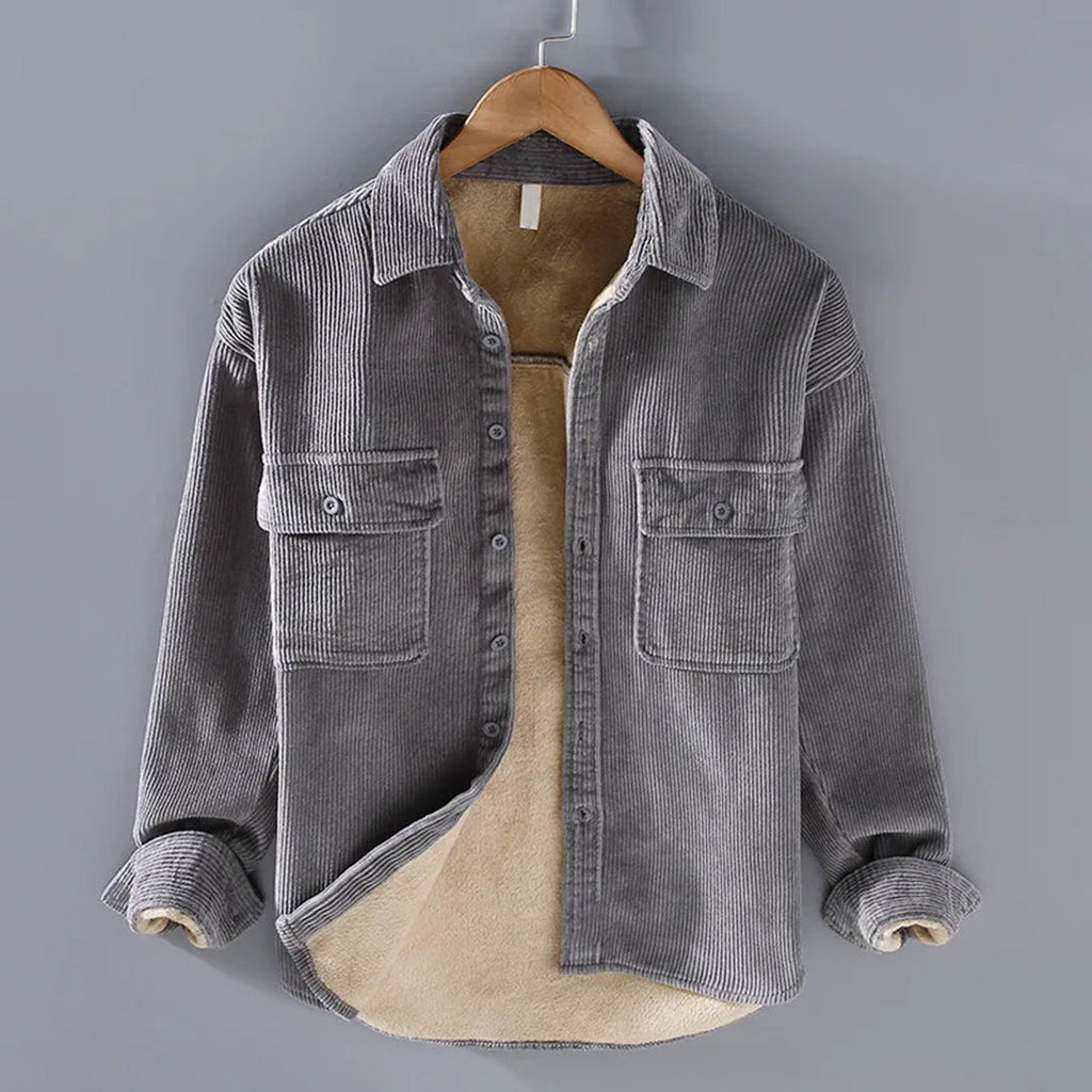 Men's Chest-Pocket Corduroy Shirt Jacket for Fall and Winter