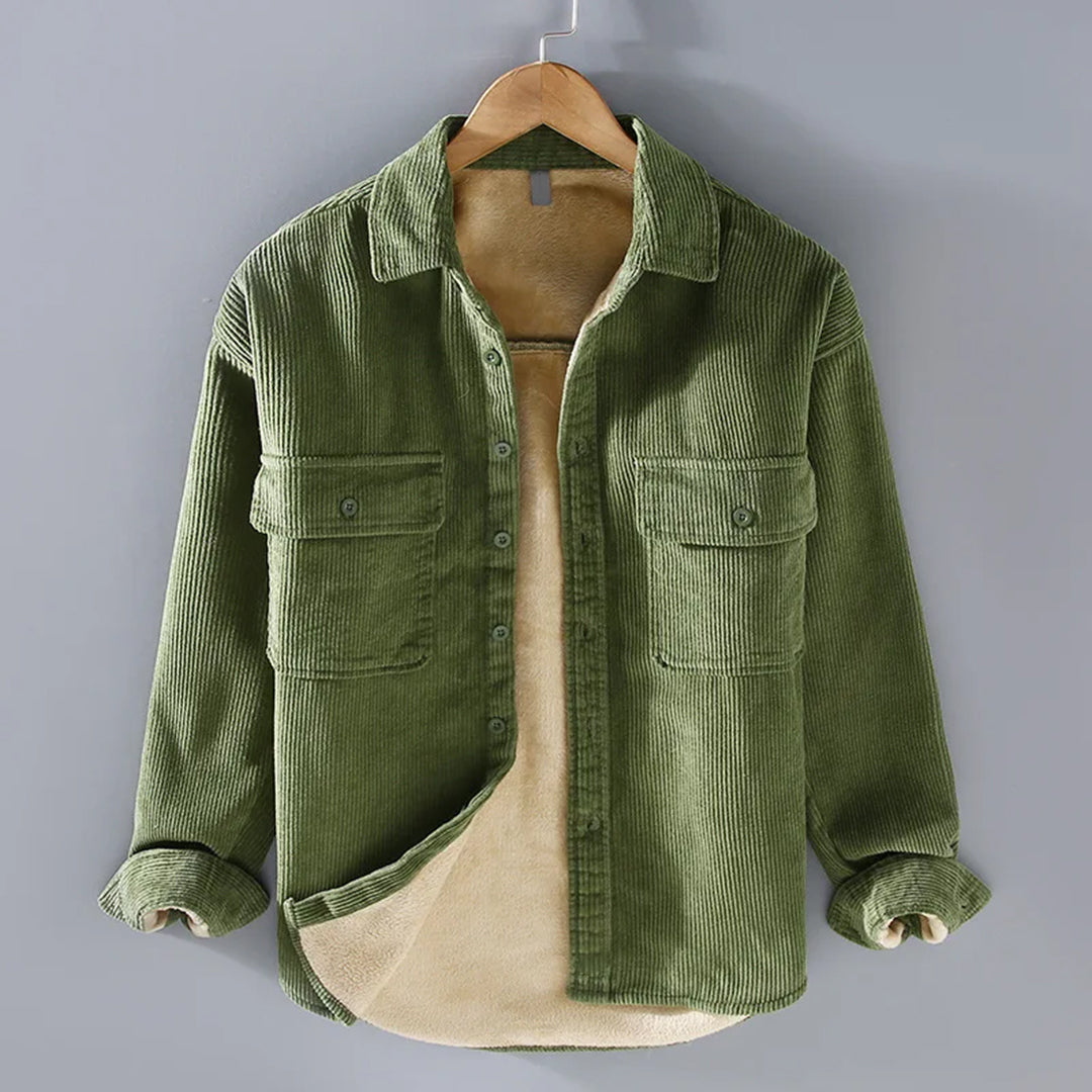 Men's Chest-Pocket Corduroy Shirt Jacket for Fall and Winter