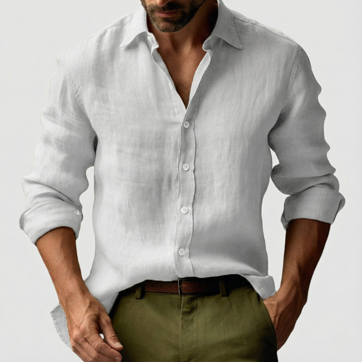Men's Vintage Inspired Relaxed Long Sleeve Button-Up Shirt