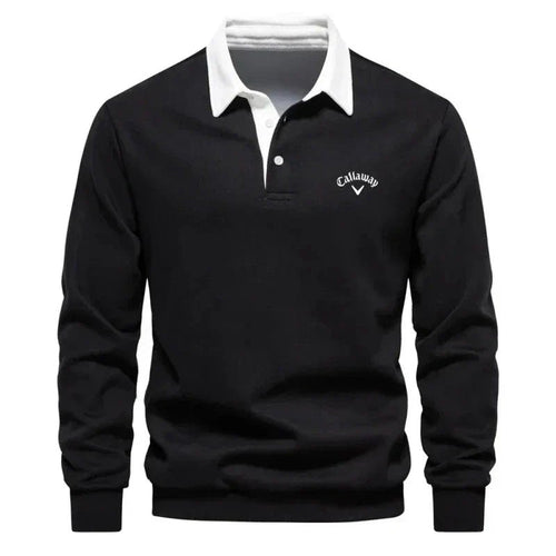 Men's Breathable Cotton Blend Knit Polo Pullover with Contrast Collar