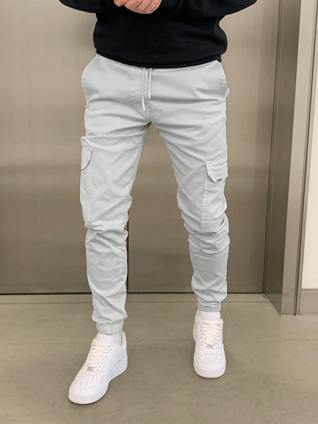 Men's Adjustable Tie-Waist Side-Pocket Cargo Pants