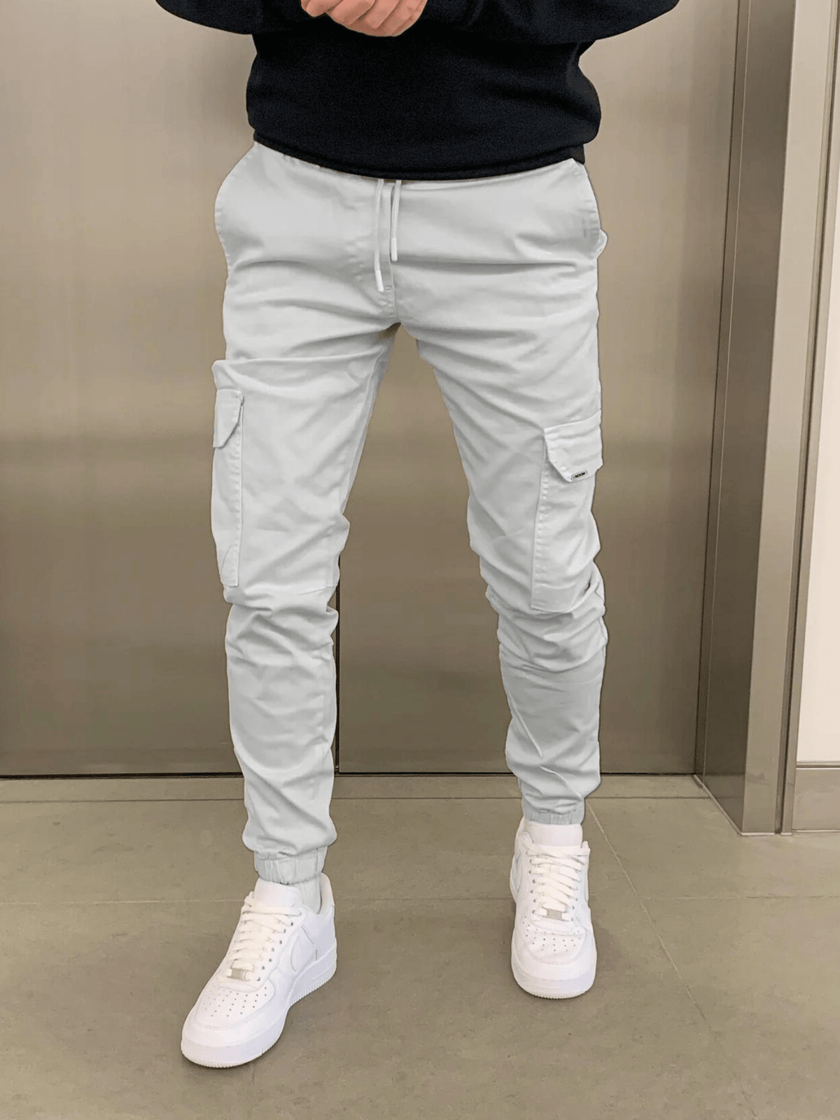 Men's Adjustable Tie-Waist Side-Pocket Cargo Pants